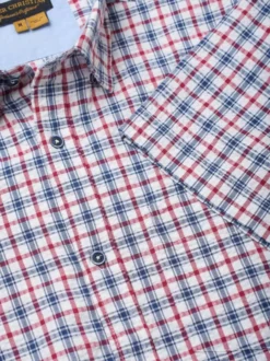 Red Seersucker Half Sleeve Shirt -Xmas Festival Shop Mens Red Check Seersucker Shirt 4 min 74516.1648632387