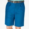 Royal Blue Cotton Pleated Shorts