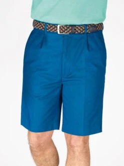Royal Blue Cotton Pleated Shorts
