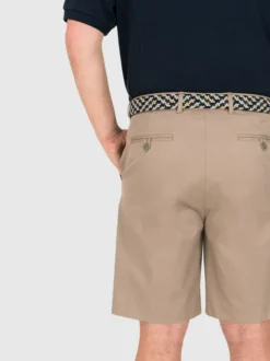 Sand Cotton Stretch Flat Front Shorts -Xmas Festival Shop Mens Sand Cotton Flat Front Shorts Pocket 27034.1655219657