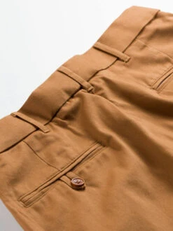 Tan Pleated Chino Trousers -Xmas Festival Shop Mens Tan Brown Pleated Chinos MT06 Back 38371.1679993928
