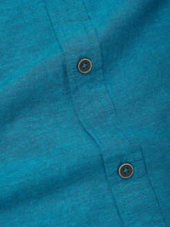 Turquoise Short Sleeve Linen And Cotton Shirt -Xmas Festival Shop Mens Turquoise Linen and Cotton Short Sleeved Shirt MS350 Fabric 79861.1678898455