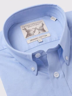 Blue Long Sleeve Button Down Oxford Shirt -Xmas Festival Shop Mens Blue Cotton Shirt MS236LS 2 min 80474.1647433265