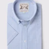 Blue Stripe Short Sleeve Button Down Oxford Shirt