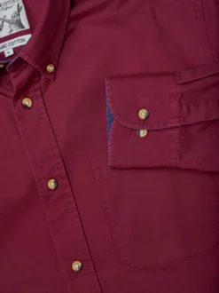 Burgundy Soft Cotton Twill Button Down Shirt 8 Burgundy Soft Cotton Twill Button Down Shirt -Xmas Festival Shop Mens Cotton Washed Shirt Burgundy M238 Pocket 1280 web 55214.1694512520
