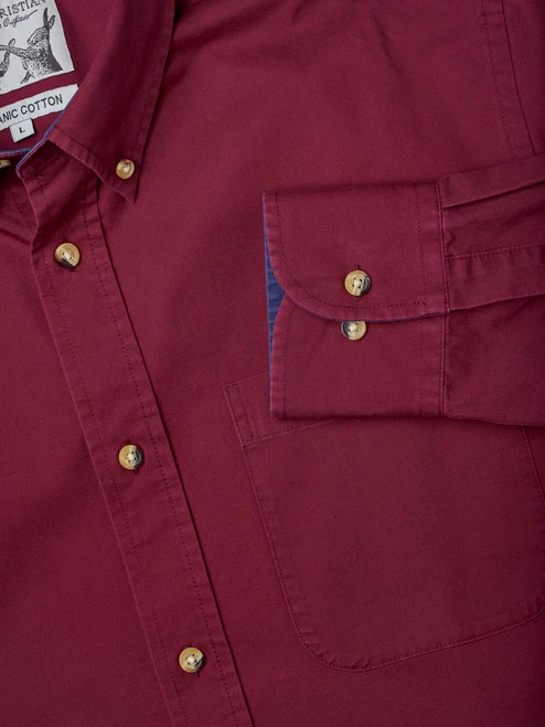 Burgundy Soft Cotton Twill Button Down Shirt 4 Burgundy Soft Cotton Twill Button Down Shirt - Image 4