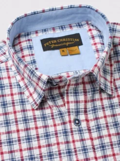 Red Seersucker Half Sleeve Shirt -Xmas Festival Shop Mens Red Check Seersucker Shirt 2 87481.1648632386