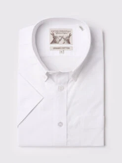 White Short Sleeve Button Down Oxford Shirt