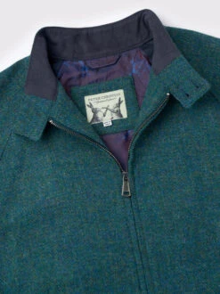 Ocean Green Harris Tweed Harrington Jacket -Xmas Festival Shop Ocean Green Harris Tweed Harrington Collar min 61539.1662652444