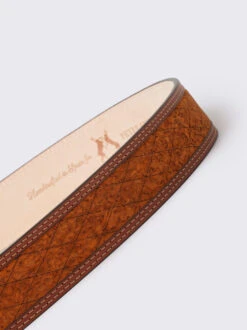 Tan Cork Inlaid Handmade Leather Belt -Xmas Festival Shop Tan Cork Belt Curl 28314.1674207183