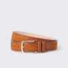 Tan Cork Inlaid Handmade Leather Belt