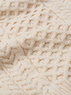 Cream Traditional Irish Aran Jumper -Xmas Festival Shop Traditional Irish Aran Jumper CLOSEUP 1280px min 78191.1659432120