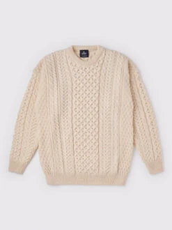 Cream Traditional Irish Aran Jumper -Xmas Festival Shop Traditional Irish Aran Jumper CREAM OVERHEAD 1280px min 21591.1669804815