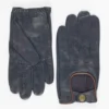 Navy Dents Leather Driving Gloves