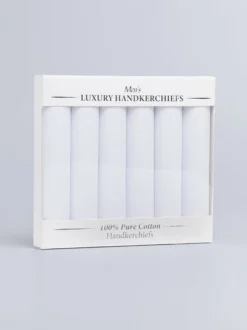 6 Pack White Cotton Handkerchiefs -Xmas Festival Shop ma212 white cotton hankie gift pack 40446 86678.1640254920