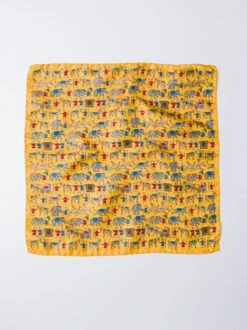 Elephant Print Pocket Square -Xmas Festival Shop me145 elephant print pocket square yellow 82603 42534.1640003724