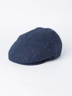 Blue Harris Tweed Flat Top Cap