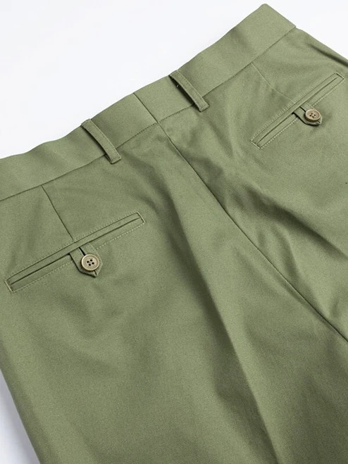 Green Pleated Chino Trousers 3 Green Pleated Chino Trousers - Image 3