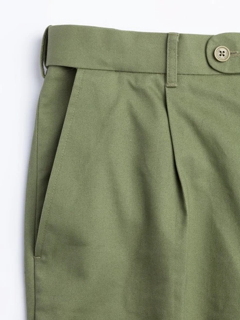 Green Pleated Chino Trousers 2 Green Pleated Chino Trousers - Image 2